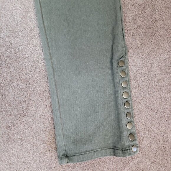 Soft Surroundings Pippa Pull On Jeans Olive Green Petite Small Ankle Buttons - Picture 3 of 9